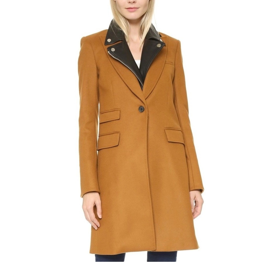 Veronica Beard Chesterfield Dickey Camel Wool Cashmere Long Coat Size 2 - Picture 9 of 10